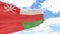 Waving flag of Oman on blue cloudy sky.