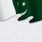 Waving flag of Pakistan for independence Day  on transparent background