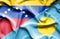 Waving flag of Palau and Venezuela