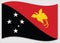 Waving flag of Papua New Guinea vector graphic. Waving Papuan flag illustration. Papua New Guinea country flag wavin in the wind