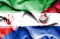 Waving flag of Paraguay and Iran