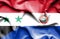 Waving flag of Paraguay and  Syria