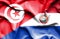 Waving flag of Paraguay and Tunisia