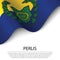 Waving flag of Perlis is a state of Malaysia on white background