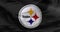 A waving flag with the Pittsburgh Steelers a professional American football team.