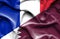 Waving flag of Qatar and France