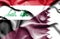 Waving flag of Qatar and Iraq