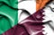 Waving flag of Qatar and Ireland