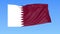 Waving flag of Qatar, seamless loop. Exact size, blue background. Part of all countries set. 4K ProRes with alpha