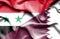 Waving flag of Qatar and Syria