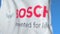 Waving flag with Robert Bosch GmbH logo, close-up. Editorial 3D rendering