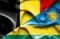 Waving flag of Rwanda and Belgium