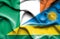 Waving flag of Rwanda and Ireland