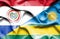 Waving flag of Rwanda and Paraguay