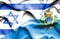 Waving flag of San Marino and Israel