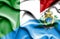 Waving flag of San Marino and Italy