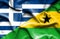 Waving flag of Sao Tome and Principe and Greece