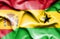 Waving flag of Sao Tome and Principe and Spain
