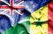 Waving flag of Senegal and New Zealand
