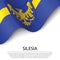 Waving flag of Silesian voivodship is a region of Polland on whi
