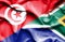 Waving flag of South Africa and , Tunisia