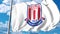 Waving flag with Stoke City football club logo. 4K editorial clip