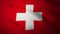 Waving flag of Switzerland. Realistic close up slow motion 3D animation