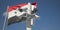 Waving flag of Syria and the security cameras. 3d rendering