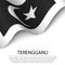 Waving flag of Terengganu is a state of Malaysia on white backgr
