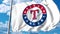 Waving flag with Texas Rangers professional team logo. Editorial 3D rendering