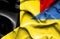 Waving flag of Ukraine and Belgium