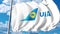 Waving flag with Ukraine International Airlines logo. 3D rendering