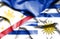 Waving flag of Uruguay and Philippines