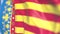 Waving flag of Valencian Community, an autonomous region in Spain. Close-up, 3D rendering