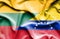 Waving flag of Venezuela and Lithuania