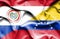 Waving flag of Venezuela and Paraguay