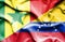 Waving flag of Venezuela and Senegal
