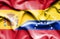 Waving flag of Venezuela and Spain