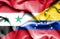 Waving flag of Venezuela and Syria