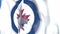 Waving flag with Winnipeg Jets NHL hockey team logo, close-up. Editorial 3D rendering