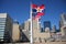 Waving flags in City Hall Plaza