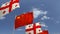 Waving flags of Georgia and China on sky background, 3D rendering