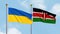 Waving flags of Ukraine and Kenya on sky background. Illustrating International Diplomacy, Friendship and Partnership with Soaring