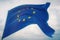 Waving flags of the world - Official EU flag. European Union Flag. 3D illustration.