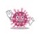 Waving friendly corona virus cartoon character design