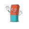 Waving friendly eraser cartoon character in design