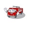 Waving friendly fire truck cartoon character design