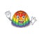 Waving friendly rainbow jelly mascot design style