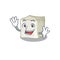 Waving friendly sugar cube cartoon character design