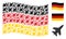 Waving Germany Flag Collage of Jet Fighter Items